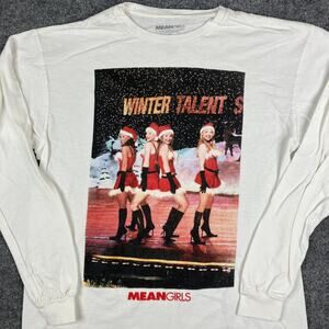 Mean Girls T-Shirt Mens Size M/L White Winter Talent Show Graphic Long Sleeve